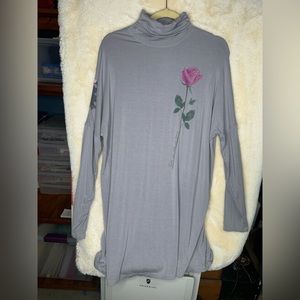Disney Parks Gray Beauty and the Beast Rose Long Sleeve Dress Medium
